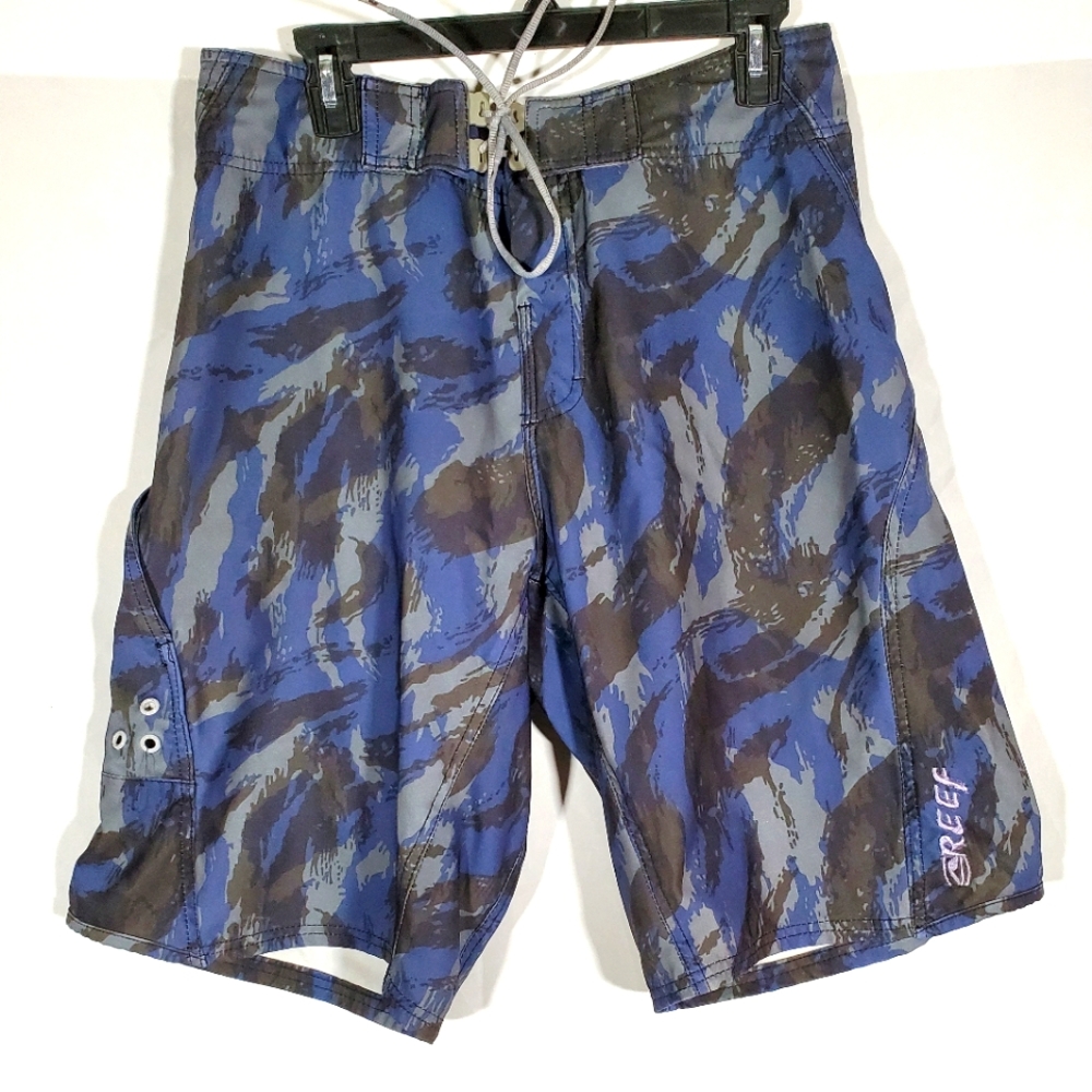 REEF BLUE NIGHT CAMO SWIM SHORTS TRUNKS